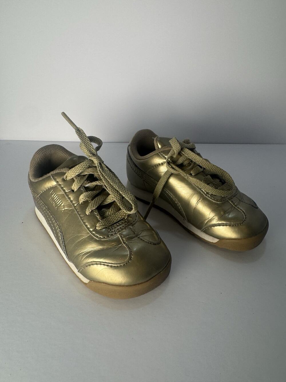 Puma Roma Toddler Sneakers Metallic Gold Size 7C Casual Lace Up Shoes